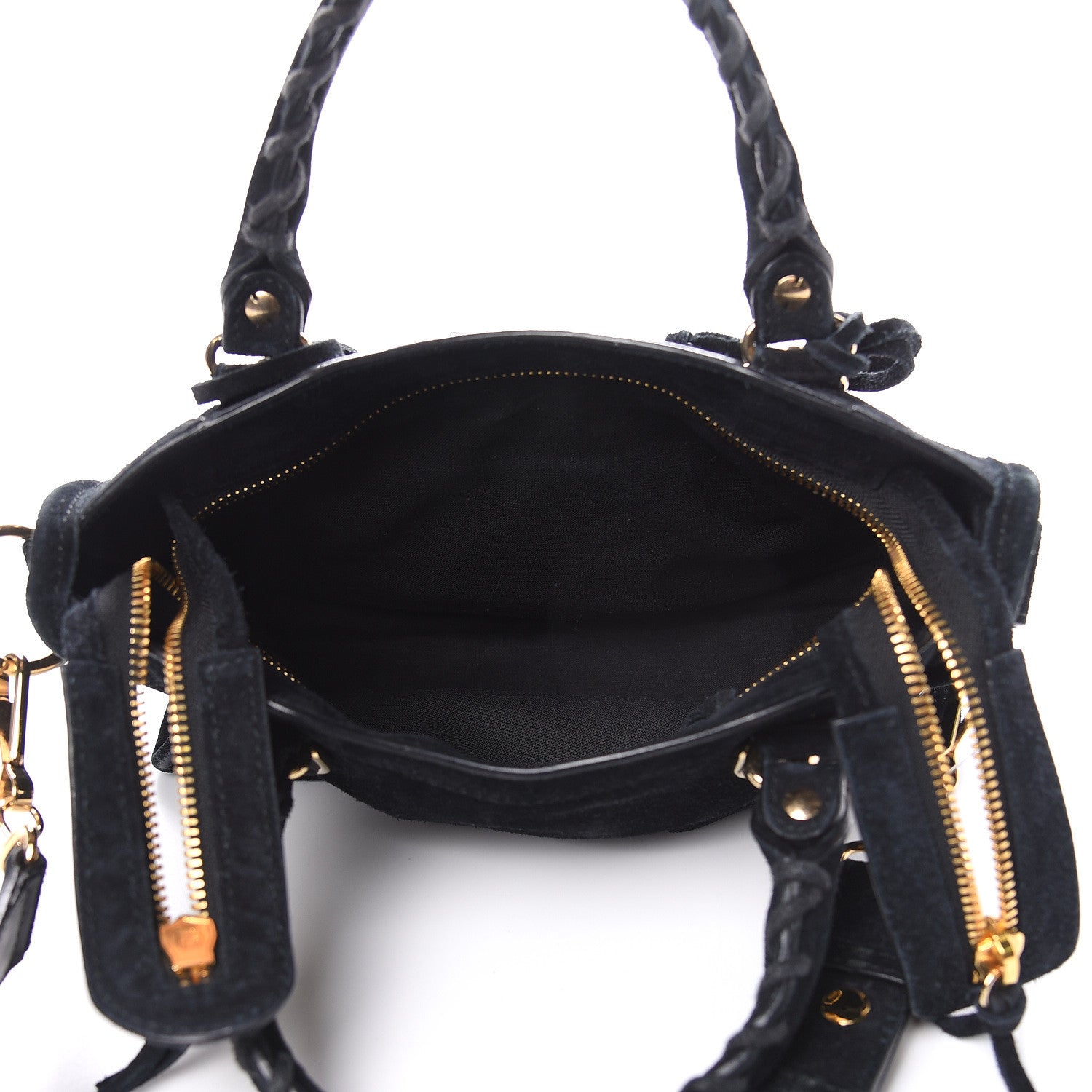 Balenciaga Baby Daim Suede Gold Metallic Edge Hardware Mini City Black 5 of 12