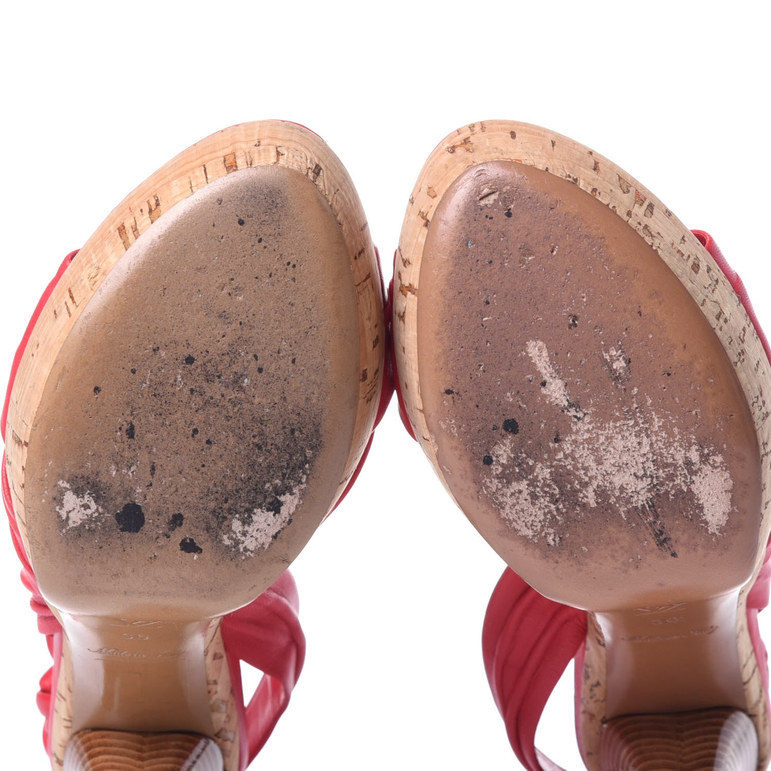 Louis Vuitton Deerskin Cork Porto Cervo Sandals 36 Red 10 of 10