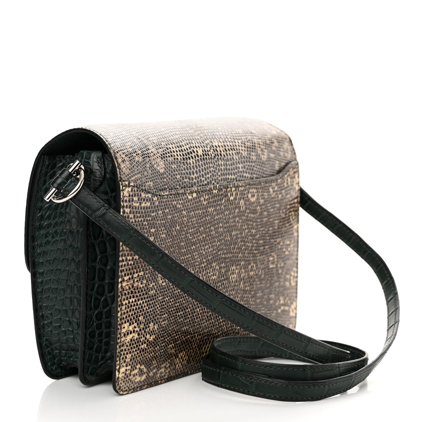 Matte Alligator Lizard Mini Sac Roulis Ombre Vert Fonce