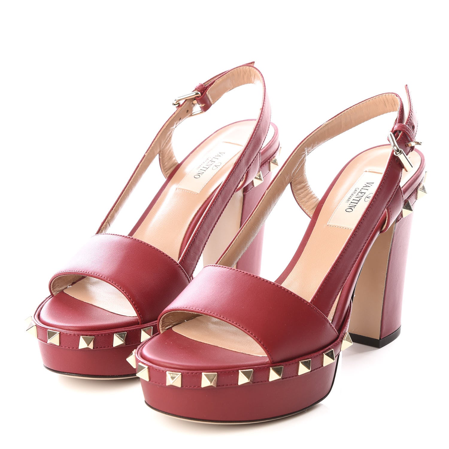 Valentino Garavani Nappa Rockstud Slingback 75/105mm Platform Sandals 36 Rubino 2 of 7