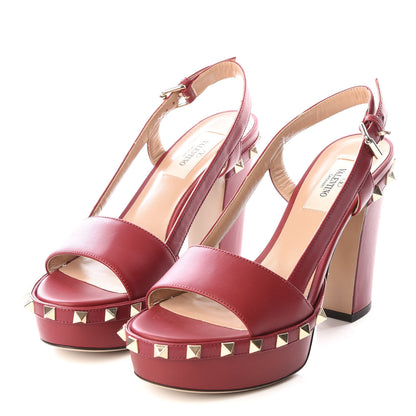 Valentino Garavani Nappa Rockstud Slingback 75/105mm Platform Sandals 36 Rubino 2 of 7