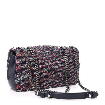 Chanel Tweed Quilted Medium Single Flap Blue Multicolor 4 of 12