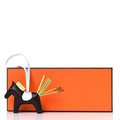 Hermes Milo Lambskin Grigri Rodeo Horse Bag Charm PM Rouge Sellier Jaune Bourgeon Bleu Brume 4 of 4