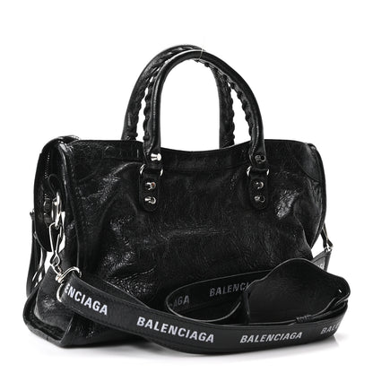 Balenciaga Agneau Classic Hardware S City Logo Strap Black White 4 of 11