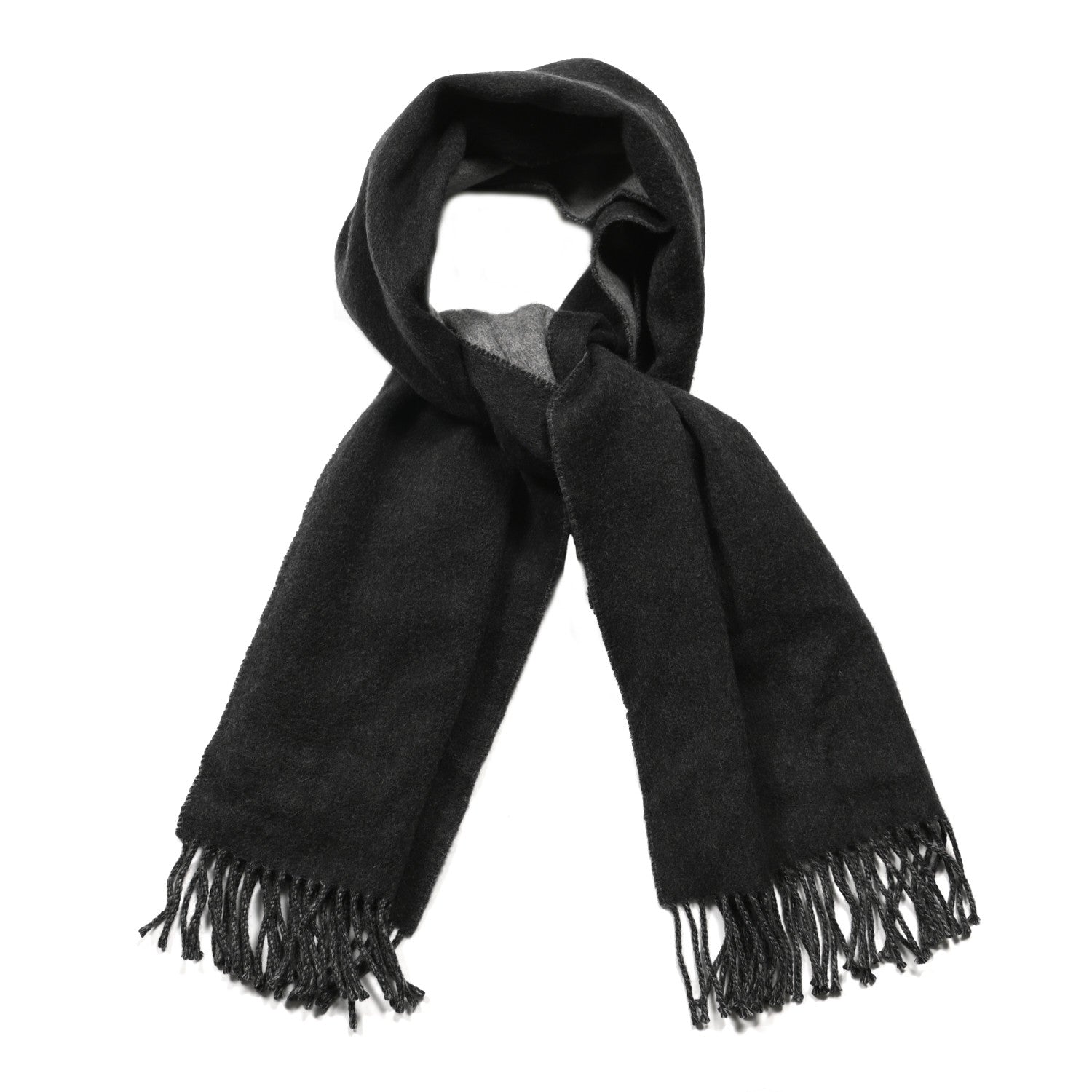 Hermes Cashmere Fringe Double Face Stole Anthracite 1 of 4