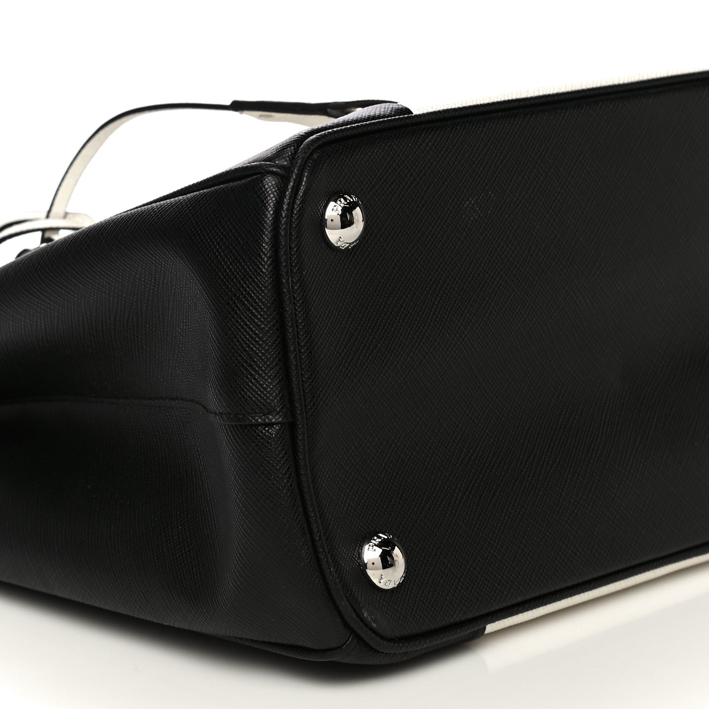 Saffiano Lux Small Bi-Color Galleria Double Zip Tote Black White