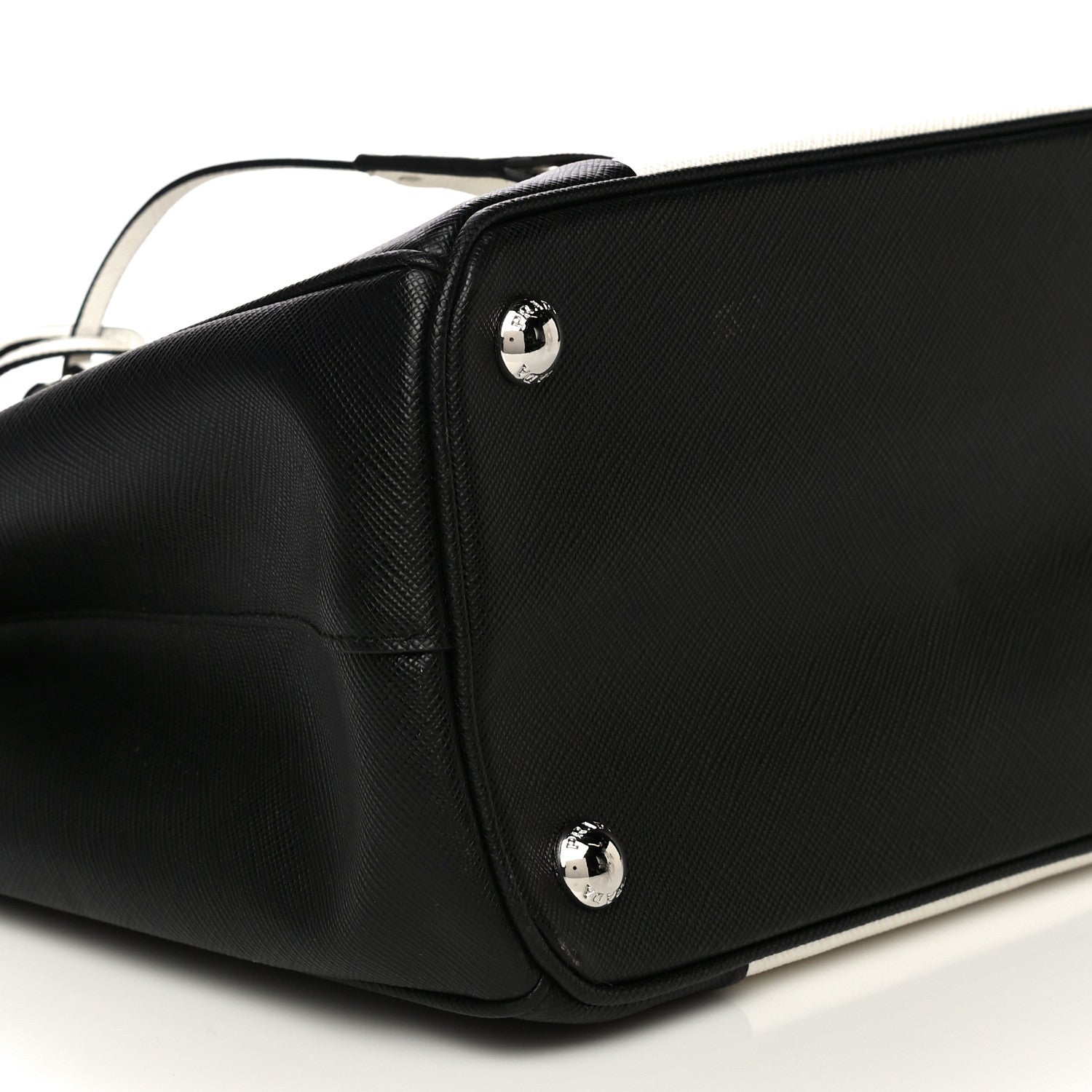 Prada Saffiano Lux Small Bi-Color Galleria Double Zip Tote Black White 8 of 13