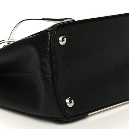Prada Saffiano Lux Small Bi-Color Galleria Double Zip Tote Black White 8 of 13