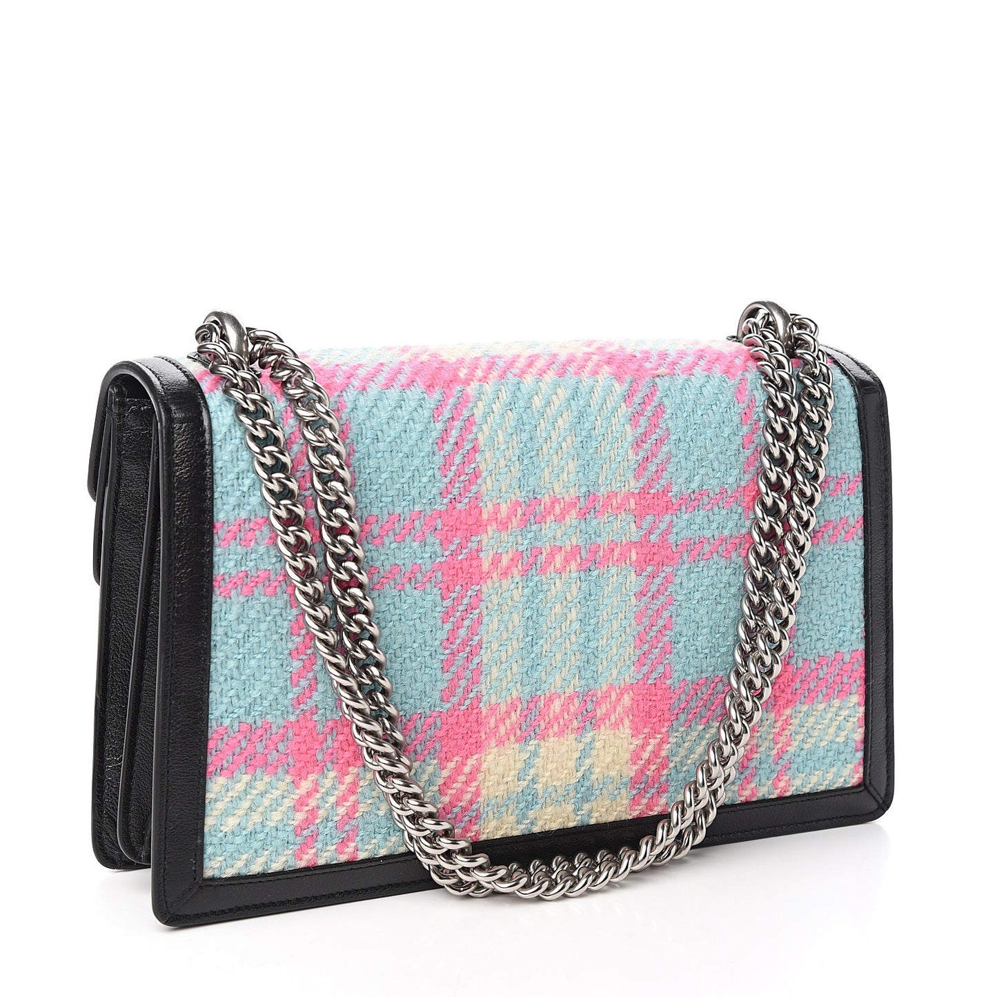 Tweed Azalea Calfskin Candy Madras Small Dionysus Shoulder Bag Blue Pink Black