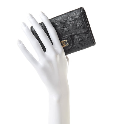 Chanel Caviar Quilted Flap Card Holder Wallet Black 2 of 9