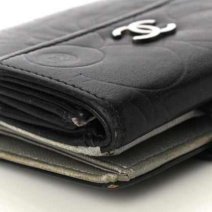 Chanel Lambskin Embossed Camellia French Wallet Black 11 of 21