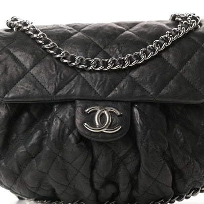 Chanel Washed Lambskin Quilted Medium Chain Around Messenger Black 8 of 10
