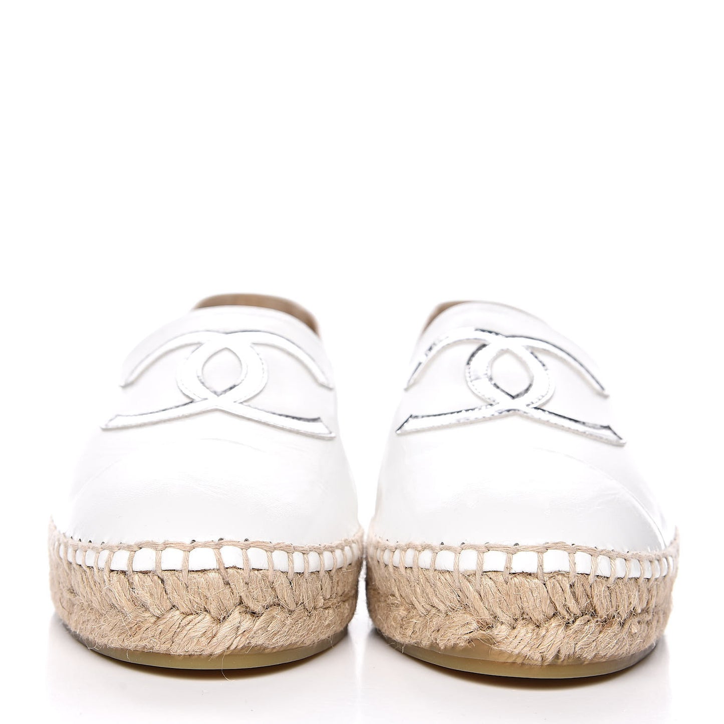 Distressed Patent CC Espadrilles 39 White Silver