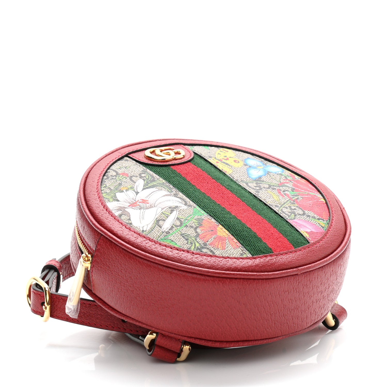 Gucci GG Supreme Monogram Web Flora Mini Ophidia Round Backpack Red 7 of 19