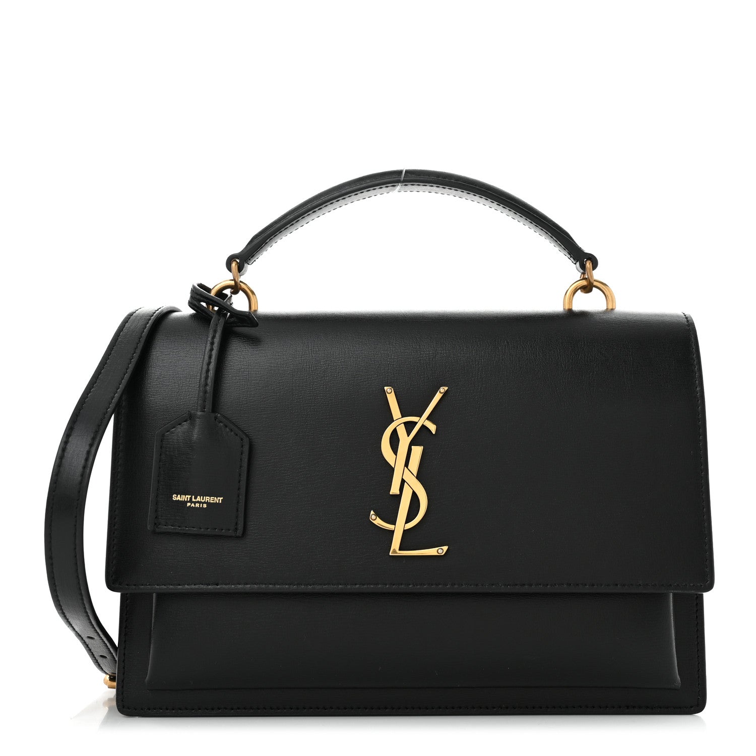 Saint Laurent Smooth Calfskin Medium Monogram Sunset Satchel Black 1 of 10