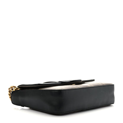 Fendi Glazed Fabric Vitello Century FF 1974 Stamp Patch Mini Double F Crossbody Bag Mogano Panna Black 4 of 9