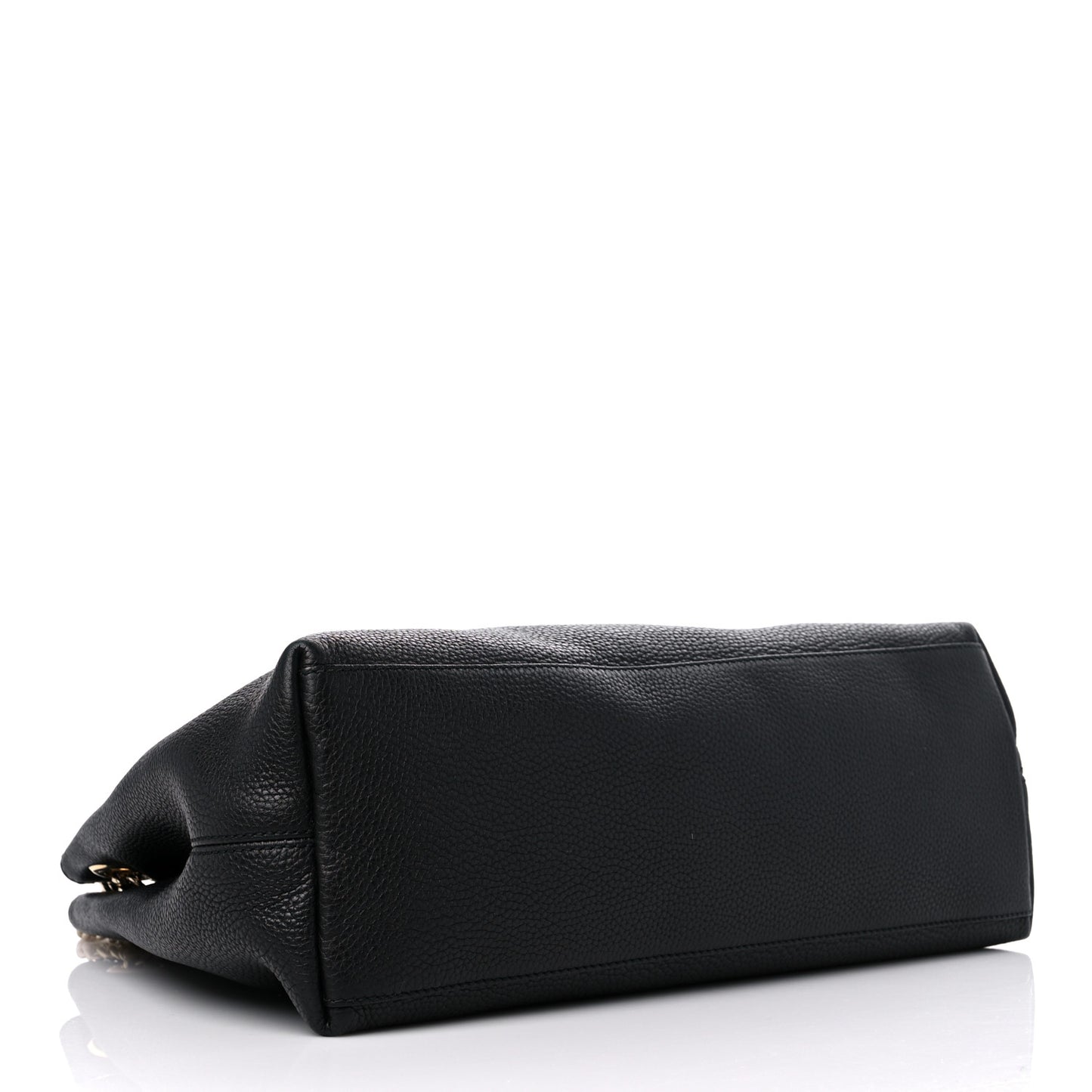 Pebbled Calfskin Medium Soho Chain Shoulder Bag Black
