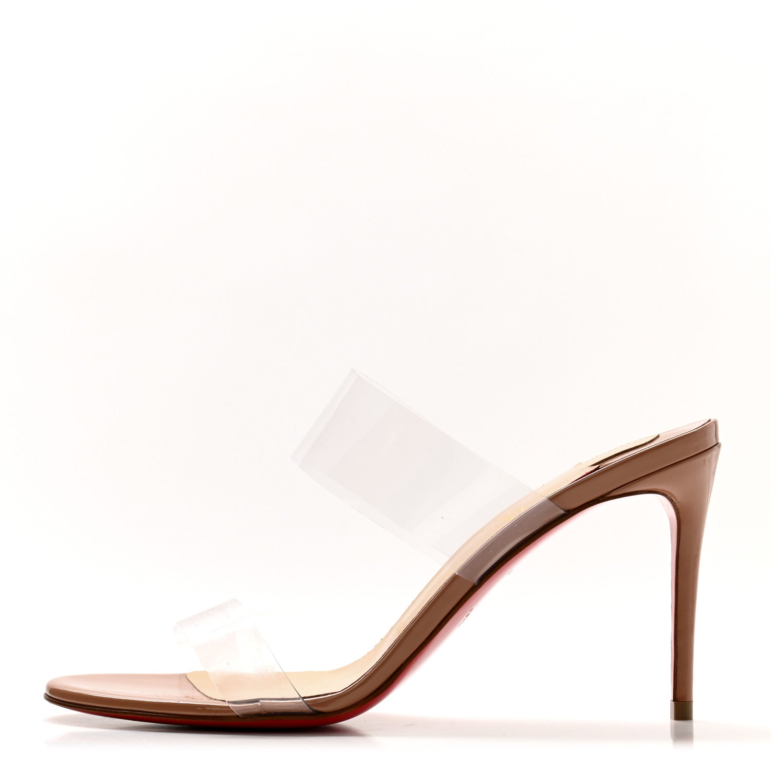 Christian Louboutin Patent PVC Just Nothing 85 Slide Sandals 36.5 Nude 1 of 10