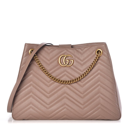 Gucci Calfskin Matelasse Medium GG Marmont Shoulder Tote Bag Porcelain Rose 1 of 14