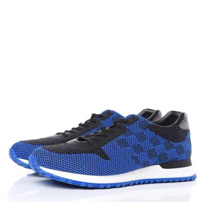 Louis Vuitton Calfskin Damier Run Away Sneakers 8.5 Blue 3 of 8