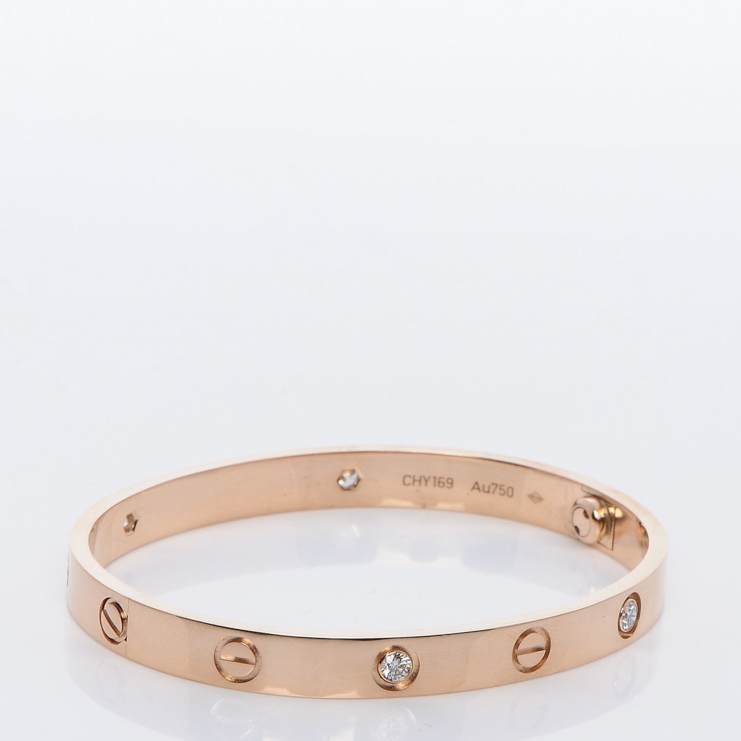 18K Pink Gold 4 Diamond LOVE Bracelet 17