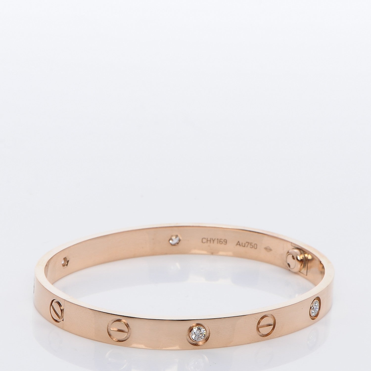 Cartier 18K Pink Gold 4 Diamond LOVE Bracelet 17 3 of 7