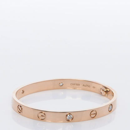 Cartier 18K Pink Gold 4 Diamond LOVE Bracelet 17 3 of 7