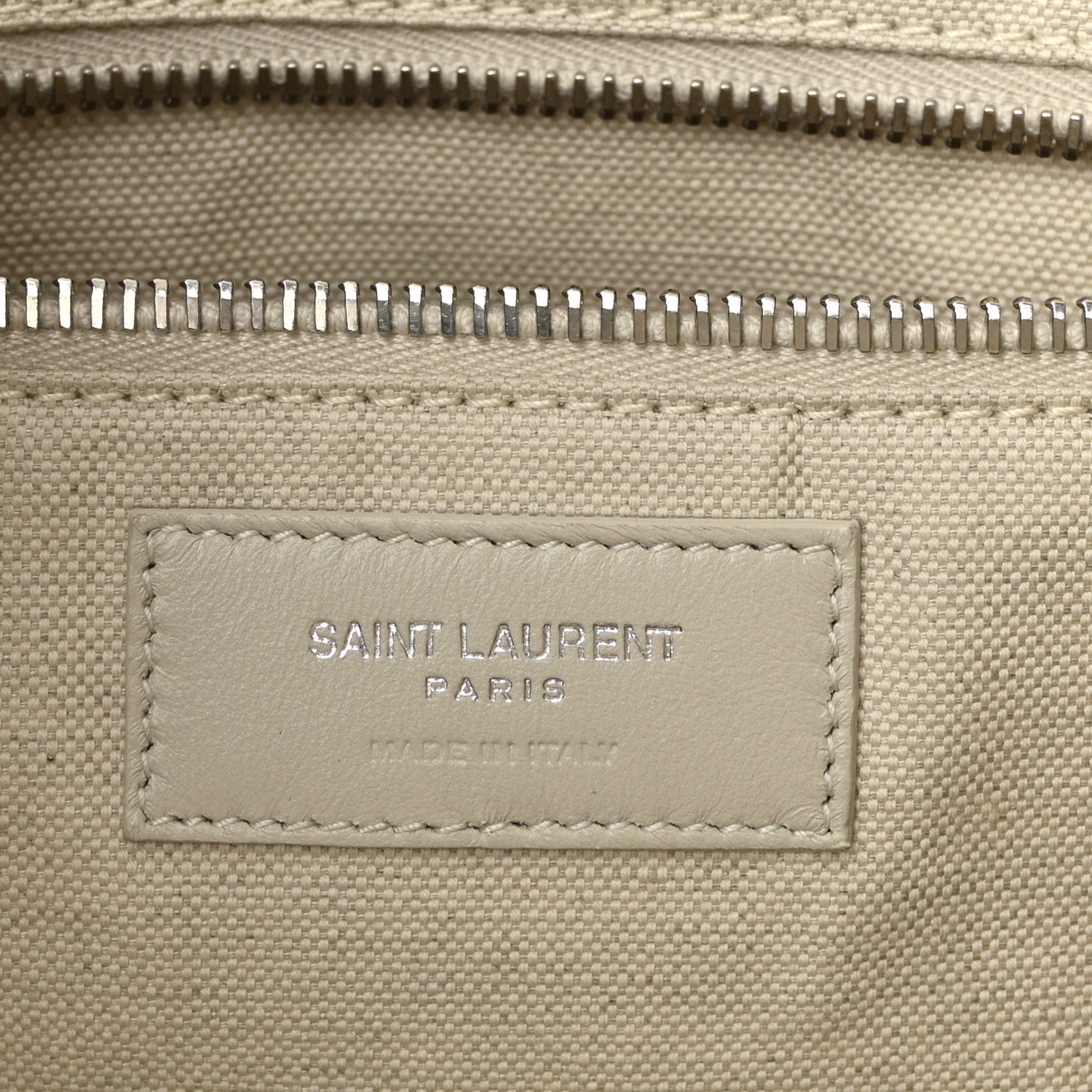 Saint Laurent Cotton Linen Rive Gauche Tote Light Shell 6 of 9