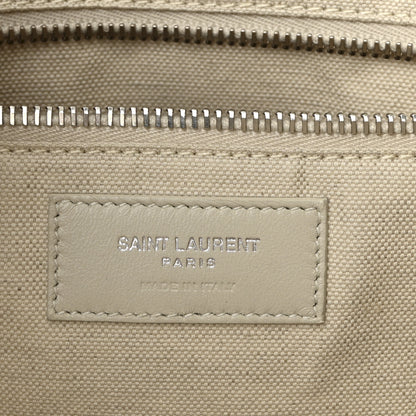 Saint Laurent Cotton Linen Rive Gauche Tote Light Shell 6 of 9