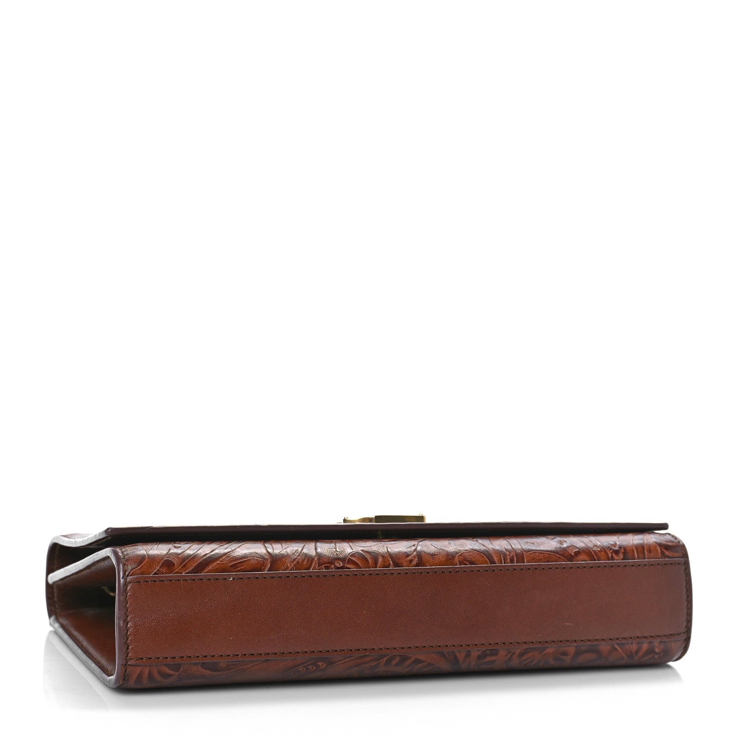 Saint Laurent Calfskin Floral Tooling Embossed Medium Classic Monogram Kate Satchel Toasted Brown 4 of 10