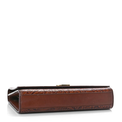 Saint Laurent Calfskin Floral Tooling Embossed Medium Classic Monogram Kate Satchel Toasted Brown 4 of 10