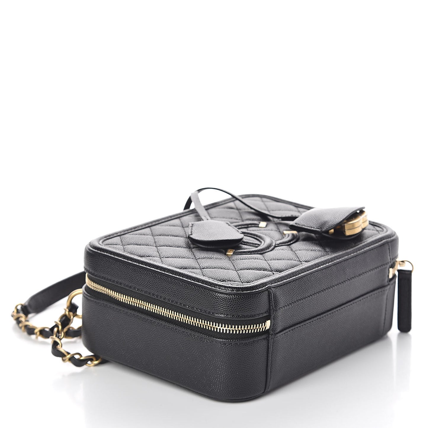 Caviar Quilted Medium CC Filigree Vanity Case Black