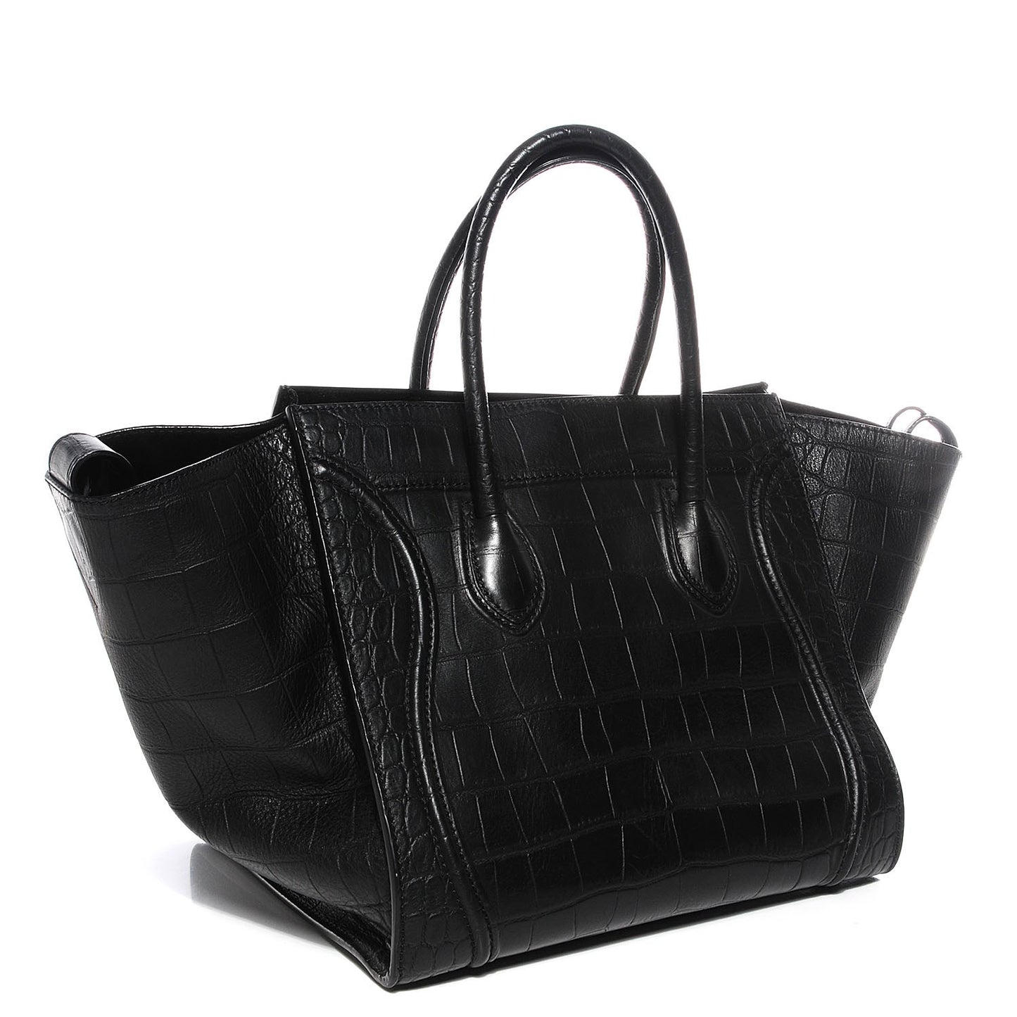 Crocodile Embossed Medium Phantom Luggage Black