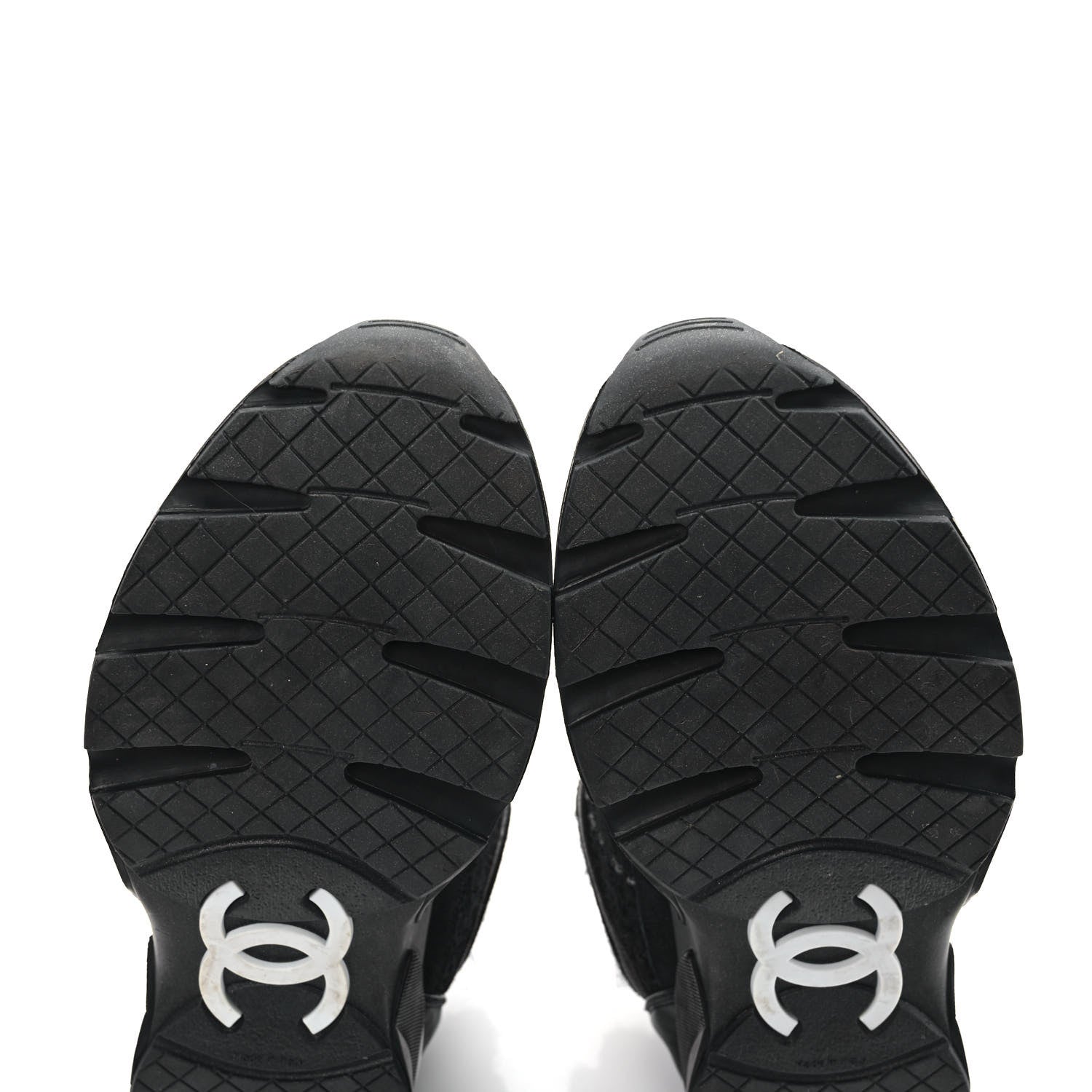 Chanel Tweed Suede Goatskin CC Sneakers 37.5 Black White 12 of 12