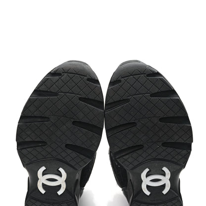 Chanel Tweed Suede Goatskin CC Sneakers 37.5 Black White 12 of 12