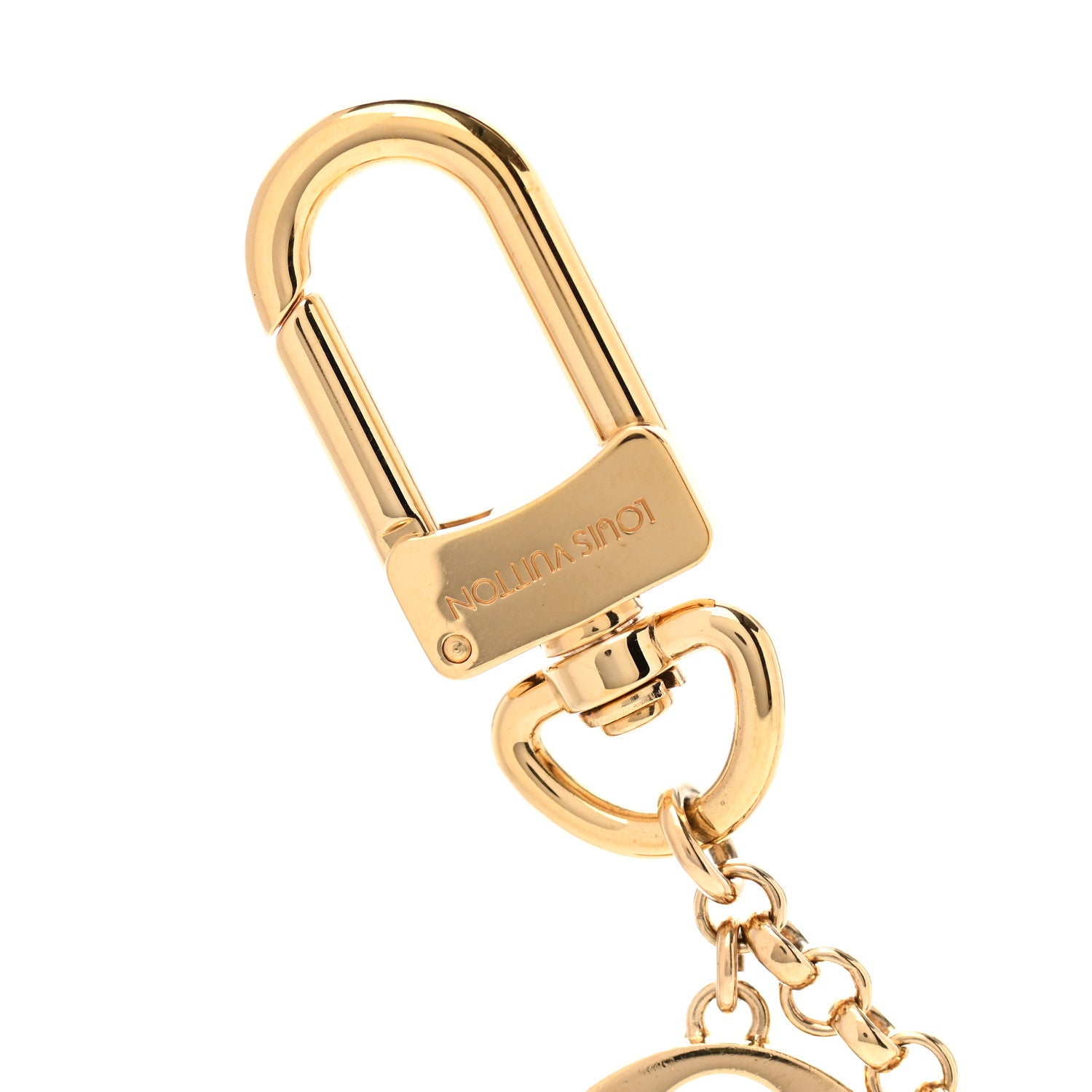 Louis Vuitton Brass Enamel Fleur De Monogram Bag Charm Chain Gold 3 of 5