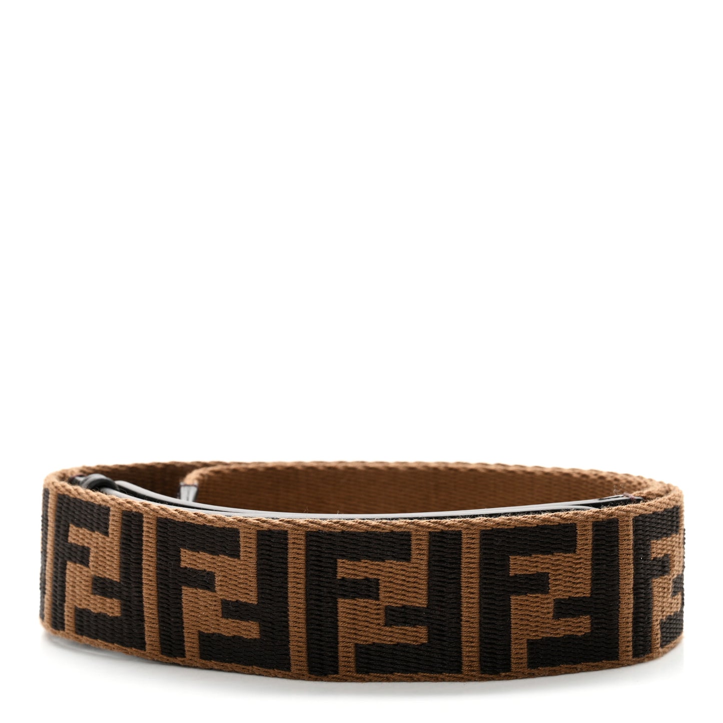Ribbon Vitello Seta FF 1974 Adjustable Strap You Fango Marrone Black
