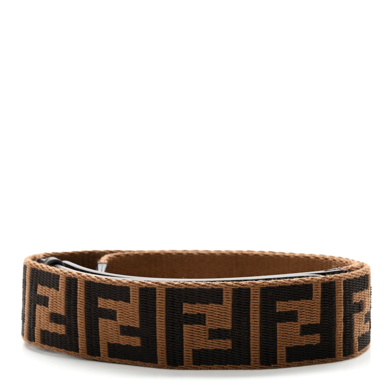 Fendi Ribbon Vitello Seta FF 1974 Adjustable Strap You Fango Marrone Black 3 of 15