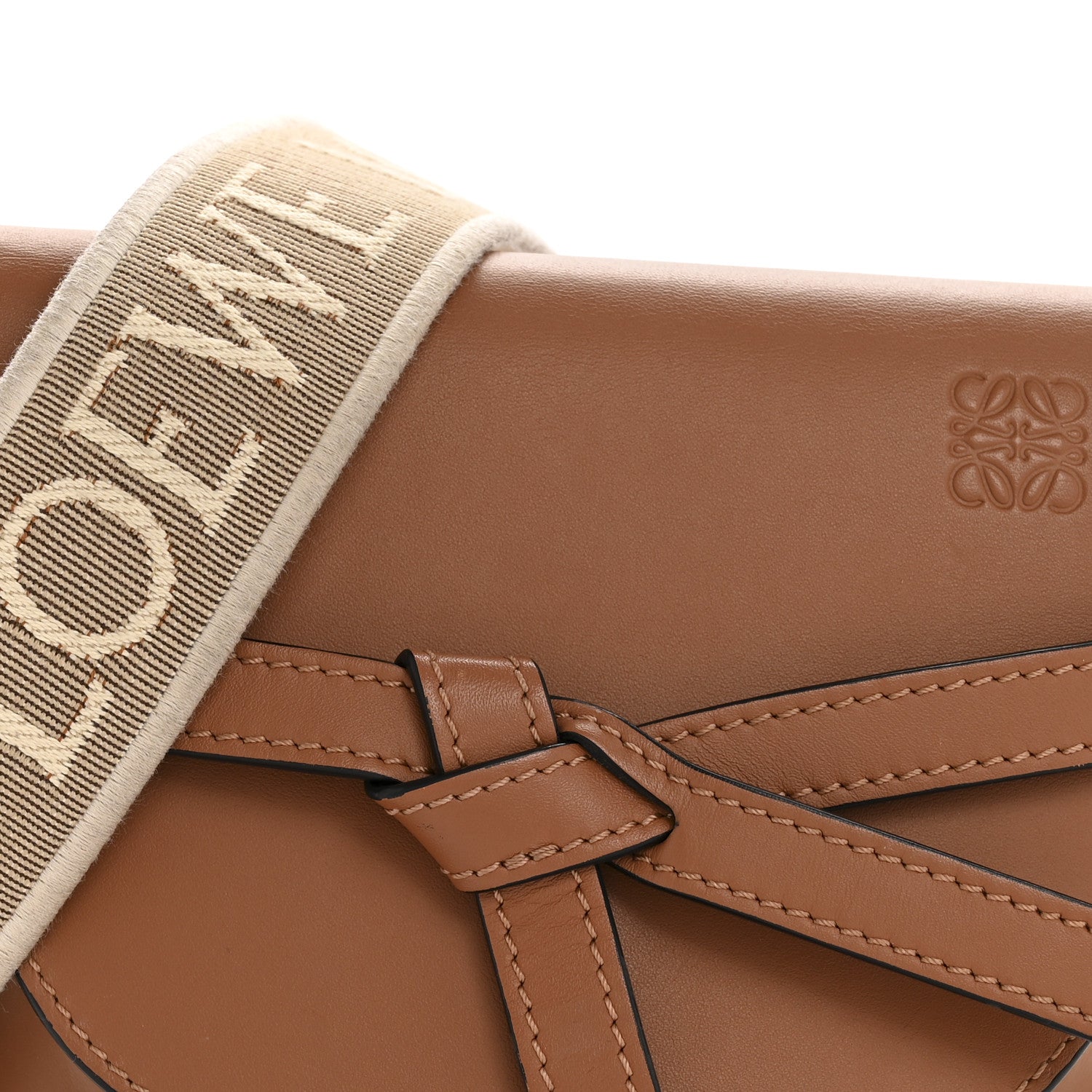 Loewe Calfskin Jacquard Mini Gate Dual Bag Tan 1774610 – FASHIONPHILE