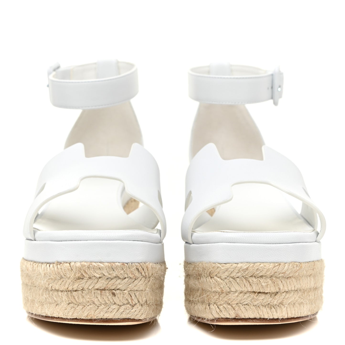 Goatskin Elda Espadrille Wedge Sandals 37 White