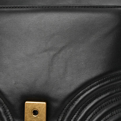 Gucci Calfskin Matelasse Small GG Marmont Top Handle Shoulder Bag Black 12 of 16