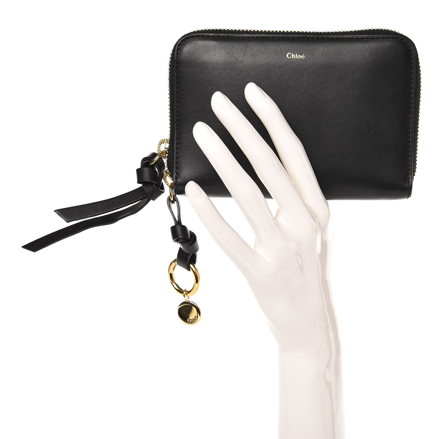 Chloe Lambskin Alphabet Zip Around Compact Wallet Black 2 of 9