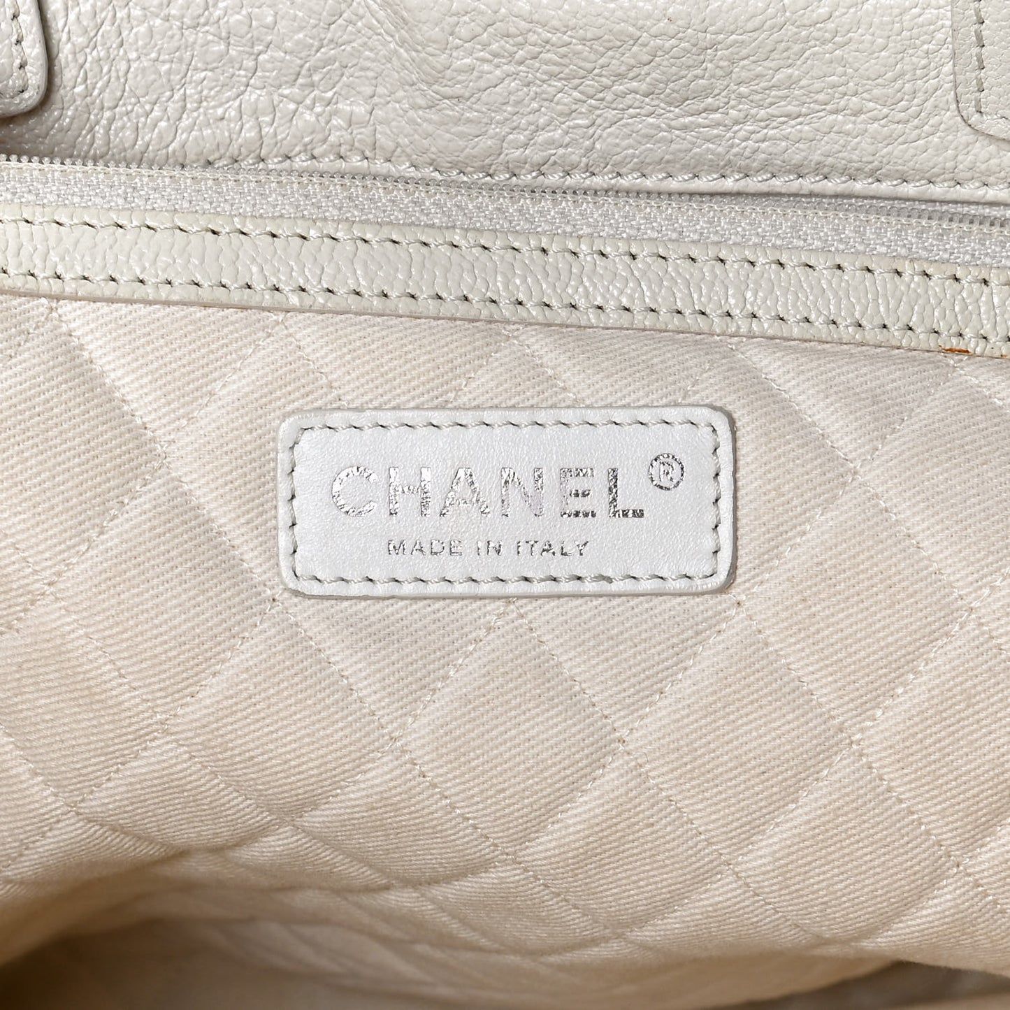 Goatskin Perforated Large CC Tote White