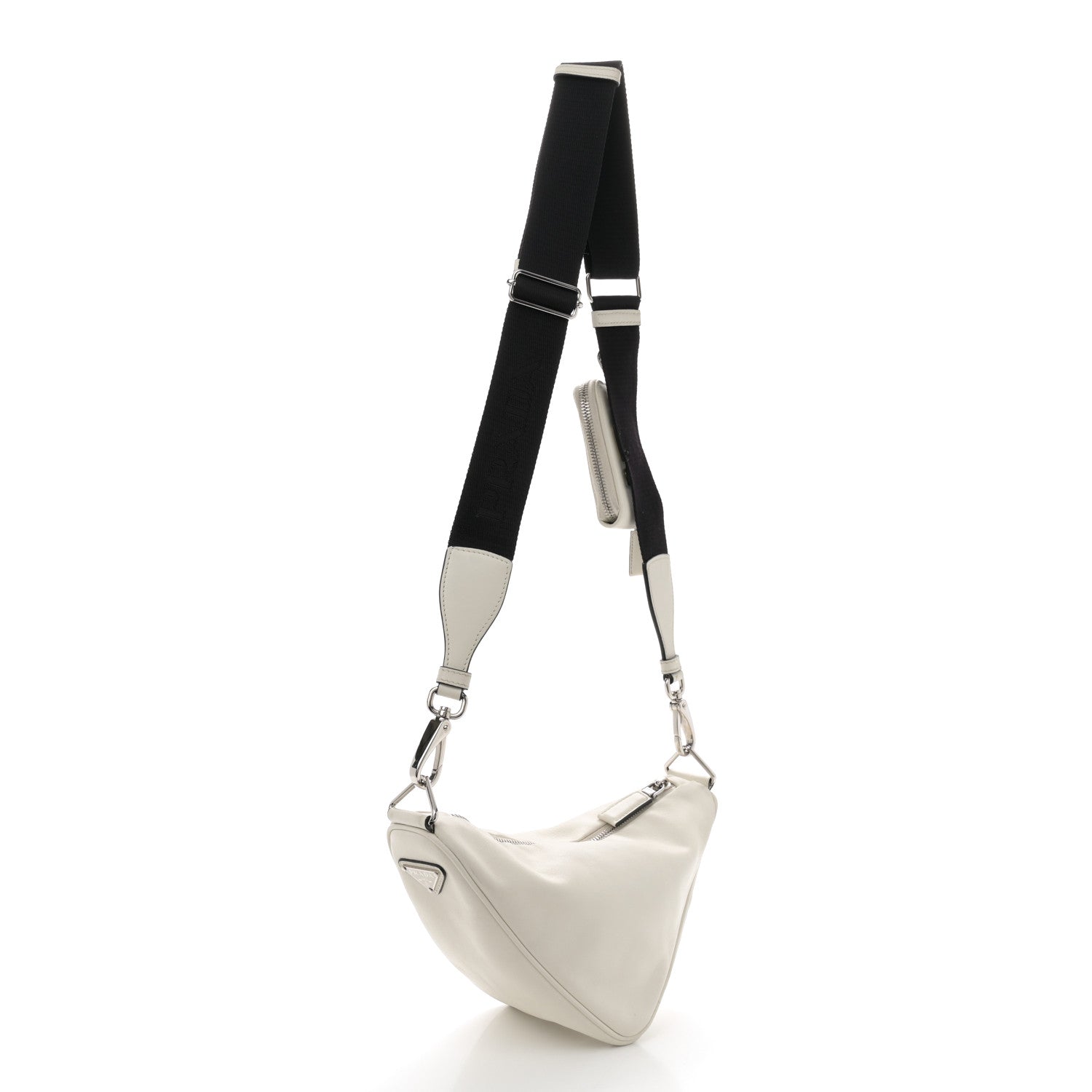 Prada Grace Lux Triangle Shoulder Bag White 3 of 12