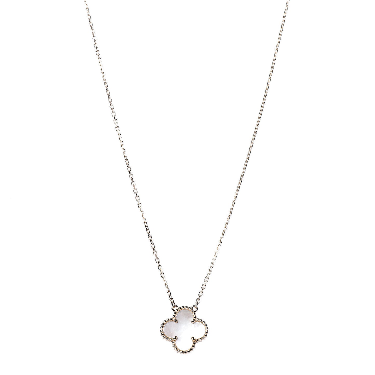 18K Yellow Gold Mother of Pearl Vintage Alhambra Pendant Necklace