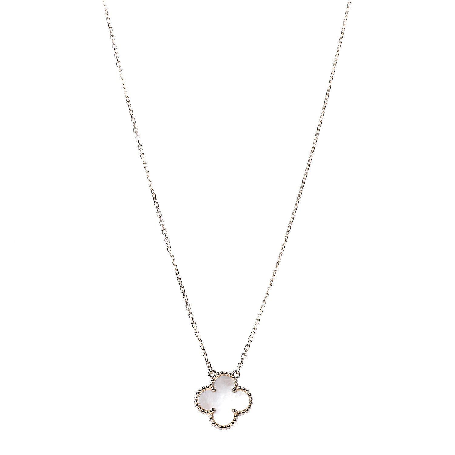 Van Cleef & Arpels 18K Yellow Gold Mother of Pearl Vintage Alhambra Pendant Necklace 1 of 8