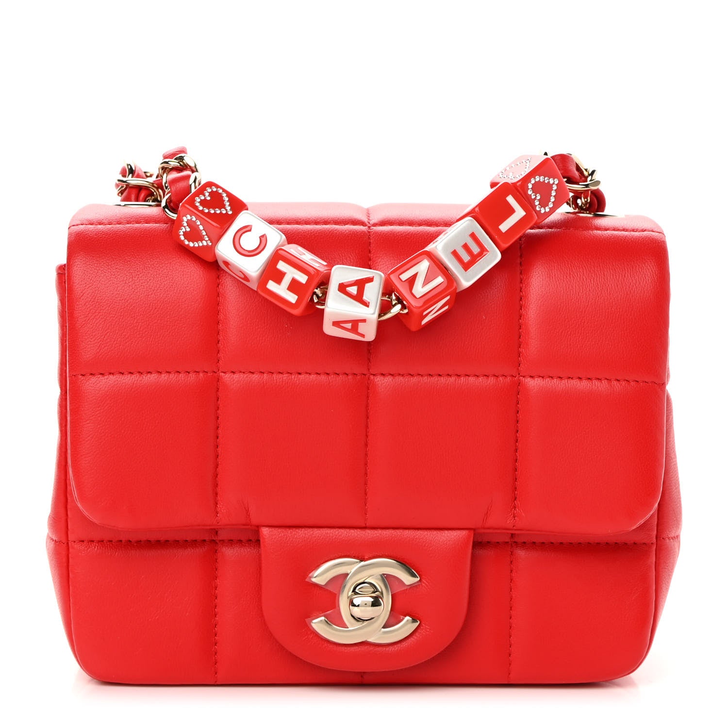 Chanel Lambskin Resin Crystal Square Quilted Monacoco Mini Flap Red 1 of 11