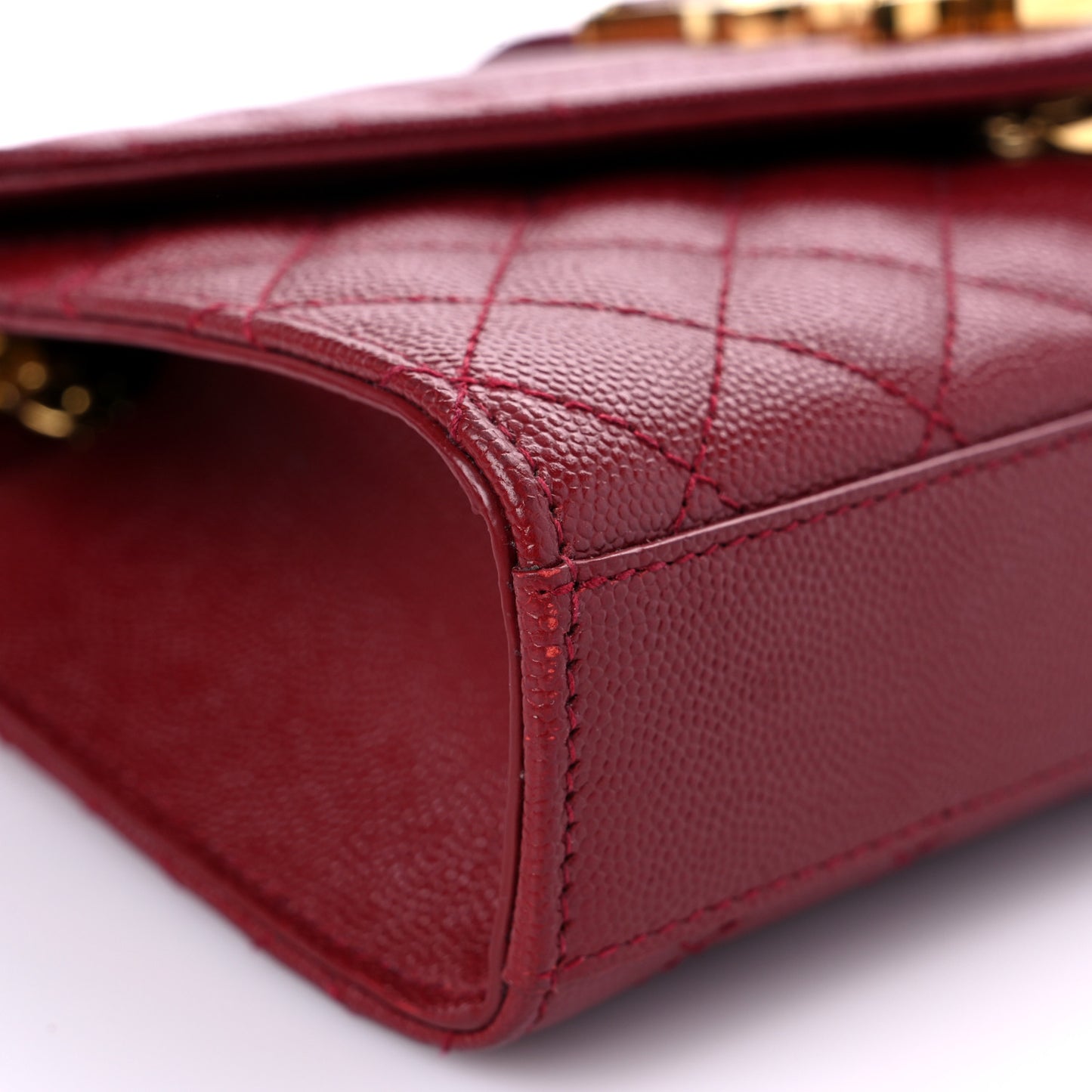 Grain De Poudre Textured Mixed Matelasse Triquilt Small Monogram Satchel Red