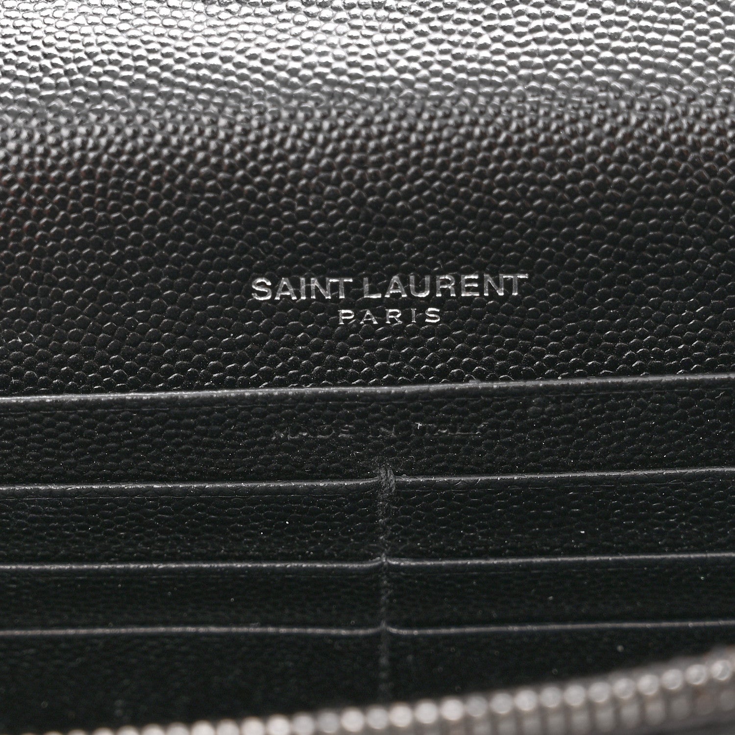 Saint Laurent Grain De Poudre Matelasse Chevron Monogram Monochrome Envelope Chain Wallet Black 6 of 11