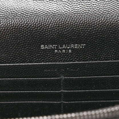Saint Laurent Grain De Poudre Matelasse Chevron Monogram Monochrome Envelope Chain Wallet Black 6 of 11